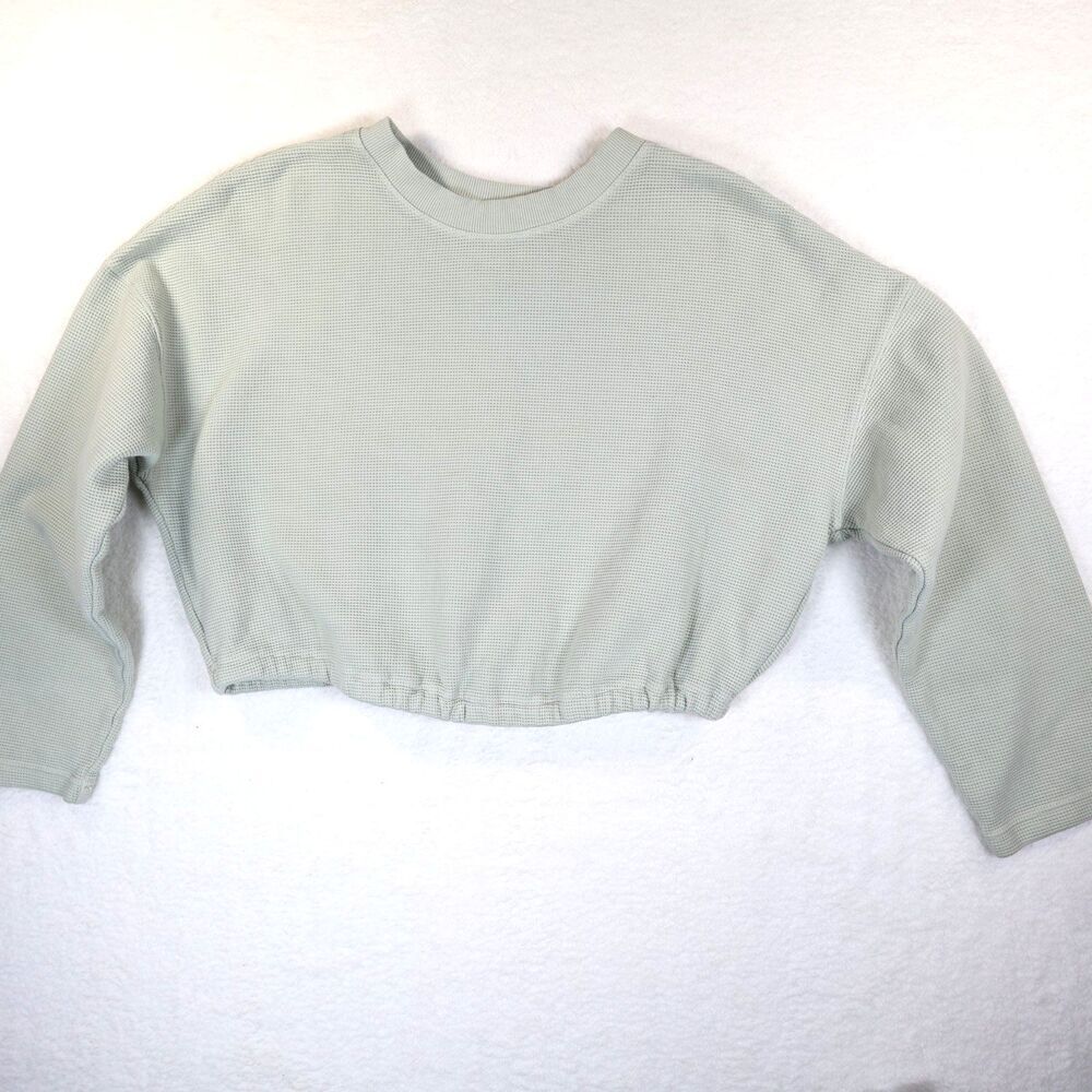 Fabletics Anna Tie Back Waffle Knit Crop Sweatshirt Sweater Women's XXS‎